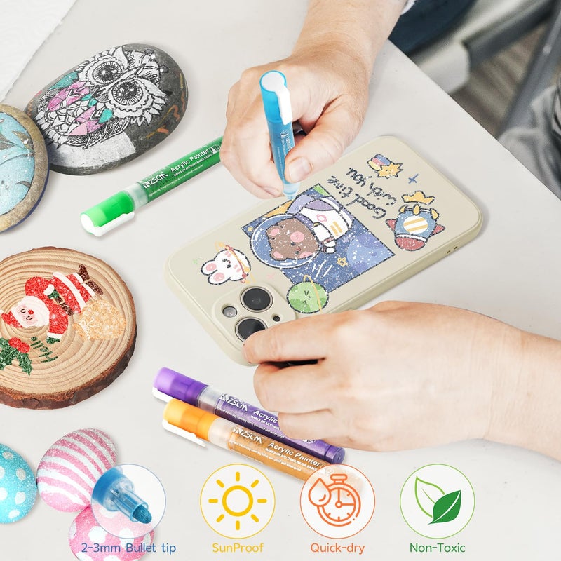 ZSCM QUALITY DECIDES THE FUTURE ZSCM Large Acrylic Glitter Markers Pen, 12 Colors Stocking Stuffers Gifts, Metallic Shimmer Markers for Doodle Writing, Glitter Art Crafts Gifts Trendy Stuff Christmas Stocking Stuffers - Image 5